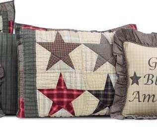 Click for America Quilted Standard Sham Patriotic Americana Country Patchwork Star Pattern