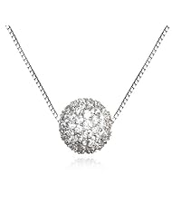 White CZ Pave Ball Necklace-16"