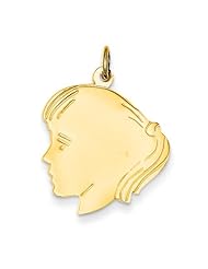 14k Yellow Gold Girl Head Charm Pendant. Metal Wt- 1.24g