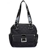 Baby Essentials Black Quited Tote with Patent Trim