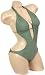 Sexy Army Green Low Cut Out 1pc Monokini Swimsuit MISSES SIZE XL
