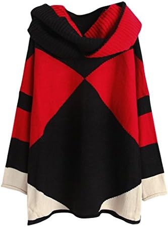 Kakalot Women's Winter Warm Colorblock Sweater with Scarf