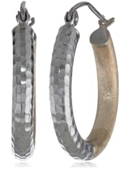 14k Two Tone Gold 3mm Hammered Matte Hoop Earrings