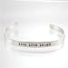 LIVE, LOVE, LAUGH, Affirmation Sterling Silver Cuff Bracelet with Flower Design, #8894