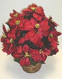 Classic Red TRIPLE Silk Poinsettia Bush