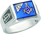 Thumbnail image for 14K White Gold & Diamond Masonic Mens Ring Size 10