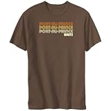 T-Shirt Brown  Port-Au-Prince Retro Color  Haiti City