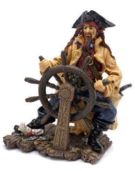 PIRATE HELMSMAN AQUARIUM ORNAMENT Decoration