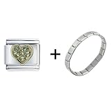 August Birthstone Heart Italian Charm Bracelet