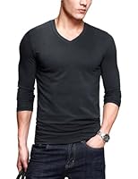 Match K|G Mens Basic T-shirts Series V-neck/Long sleeve/Slim fit