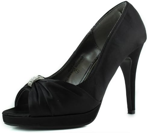 Women's Damita K Alice-07 Black Bridal Peep Toe Sandals Shoes, Black, 9