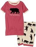 Hatley Girls 7-16 Black Bears On Natural Short Pajama Set
