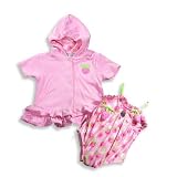 Baby Buns - Infant Girls One Piece Strawberry Bathing Suit And Coverup, Pink
