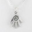 Sterling Silver Healing Hand Pendant with Whirlwind on 16" Box Chain, #8750