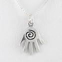 Healing Hand with Whirlwind Pendant in Sterling Silver on 16" Box Chain, #8750