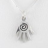 Sterling Silver Healing Hand with Whirlwind Pendant on 16 Box Chain, #8750