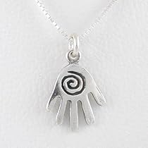 Healing Hand with Whirlwind Pendant in Sterling Silver on 16" Box Chain, #8750