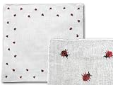 Sheer White Ladybug Print Handkerchief, 100% Cotton