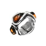 Sterling Silver Pandora Style Beads Honey Amber Small Round Charm
