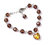 Image of Oi! - Ladies Brown Glass Bead And Heart Shaped Venetian Glass Bracelet - B5026