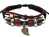 Adjustable Couple Cuff Bracelets Made of Leather Rope and Color Wooden Beads Bracelet Unisex Bracelet Cuff Bracelet A0311
