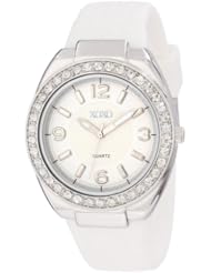 XOXO Womens XO8063 Rhinestones Accent White Silicone Strap Watch