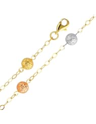 14K 3 Tri-color Gold Fancy Designer Ball Bracelet with Lobster Clasp Clasp - 7" Inches