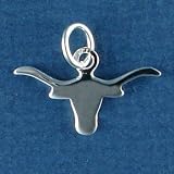 .925 Sterling Silver Longhorn Charm - Hook 'em