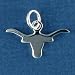 .925 Sterling Silver Longhorn Charm - Hook 'em