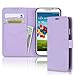 Samsung Galaxy S4 Case, CaseCrown Saffiano Grain Synthetic Leather Weekender Wallet with Card Slots (Lavender)