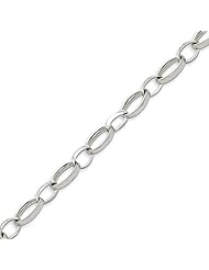 Sterling Silver Large & Small Oval Solid Link Necklace - 20 Inch