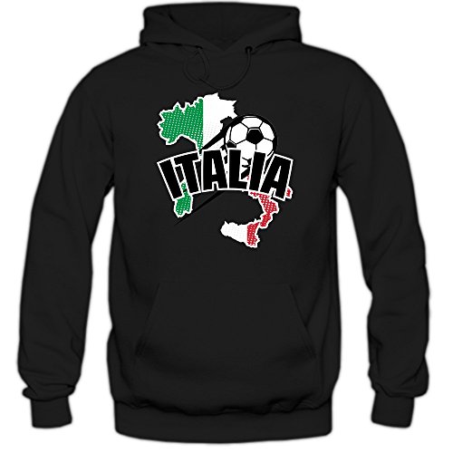 Italien EM 2016 #1 Hoody | Fußball | Herren | Gli Azzurri | Trikot | Nationalmannschaft, Farbe:Schwarz (Black F421);Größe:S