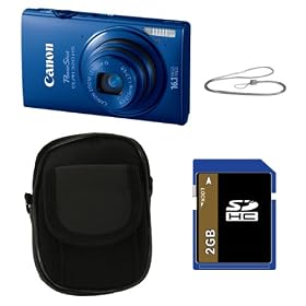 Canon PowerShot ELPH 320 HS 16.1 MP Wi-Fi Enabled CMOS Digital Camera Bundle with Canon Metal Neck Strap, Carrying Bag & 2 GB SD Card