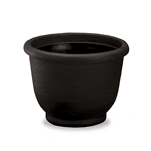 Crescent Garden Agave Planter, Classic Lightweight Resin Planter - UV-Resistant Flower Pots - Indoor & Outdoor Pot for Flowers, Houseplant, Herbs, 18" W x 13.5" H (Caviar Black)