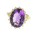 Bague en or jaune 375/1000 pour femme sertie d'amethyste - 50