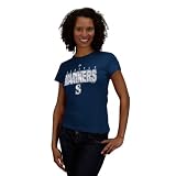 MLB Women's Seattle Mariners Celebrity Short Sleeve Crew Neck Tee (Athletic Navy, Medium)