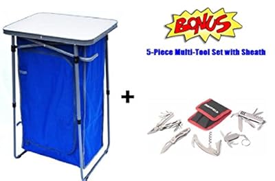 Camp Kitchen Table, COLLAPSILE Cook Station, PORTABLE Camping Table, Tailgating or Tent Storage Organizer Cabinet ~ NASCAR, Soccer, Hunting, Camping, Picnics, Backyard Party, Grilling...ANYWHERE!