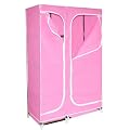 Designer Habitat - Double Canvas effect Wardrobe Clothes Rail Storage in Pink
