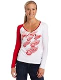NHL Women's Detroit Red Wings Split Neck Long Sleeve Top (White, Large)