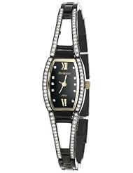 Armitron Womens 75/3531BKTI Swarovski Crystal Accented Black Ion-Plated Bangle Watch