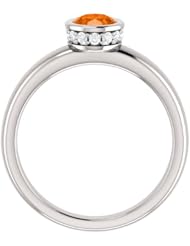 10K White Gold 7.00x5.00mm Oval Cut Mexican Fire Opal and Diamond Ring -- LIFETIME WARRANTY