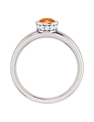 18K White Gold 7.00x5.00mm Oval Cut Mexican Fire Opal and Diamond Ring -- LIFETIME WARRANTY