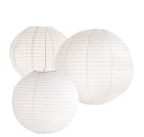 Tag Oversized Round Paper Lanterns, Set of 3, White, Assorted Sizes