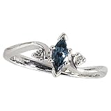 14Kt White Gold Stylish London Blue Topaz and Diamond Ring