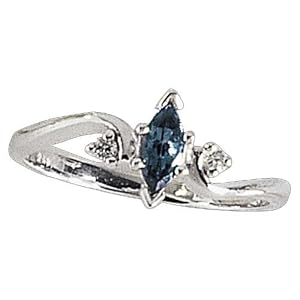14Kt White Gold Stylish London Blue Topaz and Diamond Ring