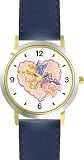 411fcQWTDiL. SL160  Cupid with Arrows and Pink Heart   WATCHBUDDY® DELUXE TWO TONE THEME WATCH   Arabic Numbers   Blue Leather Strap Childrens Size Small