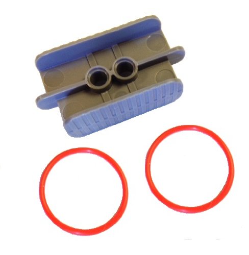 Lego Parts: Rubber Belt Medium (Round Cross Section) - 3 x 3 + Belt Holder (PACK of 2 - Red Belts)
