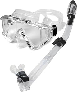 Cressi 3-Window Mask Dry Snorkel Set, Clear