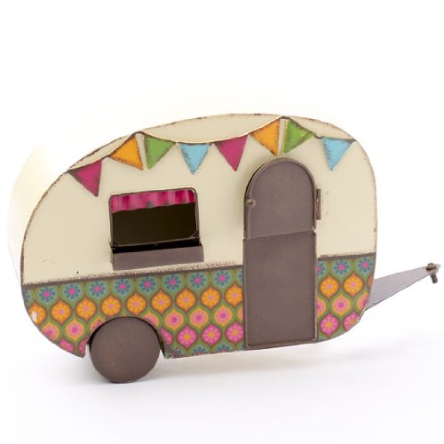 Groovy Colorful Metal Rv Camper for Fairy Gardens, Vintage Crafts, and Displays