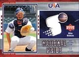 2004 Upper Deck National Pride Jersey 1 USA11 Mike Nickeas (Piece of Authentic Game Used Jersey - Baseball Cards)